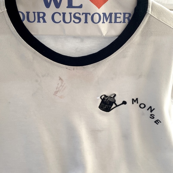 MONSE Watering Can High-Low Tee Crew Neck ShortSleeve Embroidered Pullover, Sz M - Picture 7 of 17